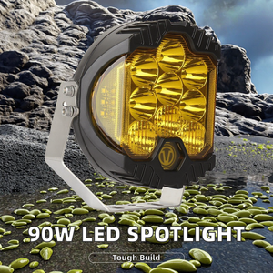 ไฟสปอร์ตไลท์สำหรับรถออฟโรดสีเหลือง 90W 12V-24V ขนาด 5/7 นิ้ว ไฟ LED ติดกันชนหน้า ไฟส่องสว่างบนหลังคา ไฟตัดหมอก - Product Image 2