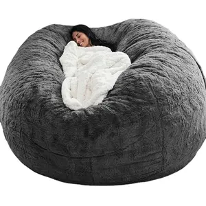 Luxe fourrure paresseux canapé canapé Xxl amour sac moelleux pouf chaise couverture moderne Homguava grand géant pouf lit pour adultes humains