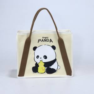 กระเป๋าผ้าแคนวาสลายการ์ตูนแพนด้า ปาคา ด็อก พิมพ์โลโก้ได้  กระเป๋าถือวินเทจ  กระเป๋าช้อปปิ้งขนาดใหญ่  ของขวัญ - Product Image 3