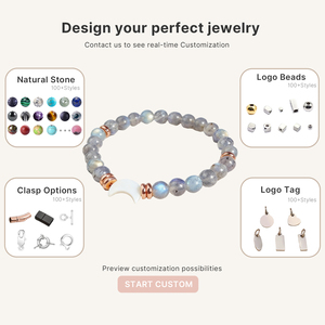 Handcrafted Crystal <b>Beaded</b> <b>Bracelet</b> Moonstone Crescent Charm <b>Bracelet</b> with Rose Gold and White Crescent <b>Bracelets</b> Trendy Jewelry - Product Image 6
