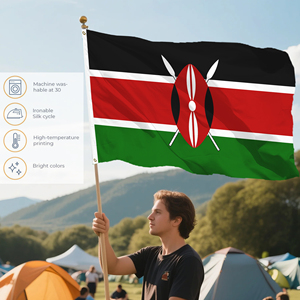 Oferta Especial, Envío Rápido, Bandera Personalizada de 90x150cm, Bandera Nacional de Kenia, Escudo Maasai, Bandera Negra, Roja y Verde, Bandera de Poliéster 100D - Product Image 5