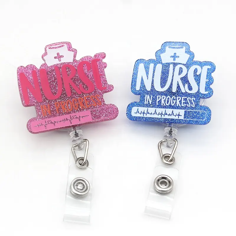 Enfermeira Em Processo Glitter Badge Reel Série Médica Estudante De Enfermagem CNA RN Acrílico Badge Reel Enfermeira Presentes Itens