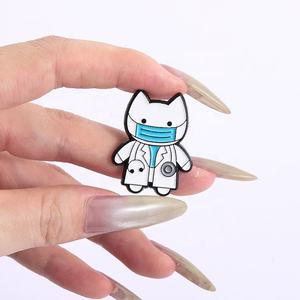 2 Estilos de Insignias Metálicas de Moda para Regalos de Médico, Insignias de Esmalte Suave con Diseño de Gato, Insignias Personalizadas para Enfermeras - Product Image 2