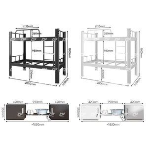 Chambre Queen en fer et acier Escaliers bon marché Garçon Double Maison Fille en métal Adolescents <span class=keywords><strong>Lit</strong></span> superposé pour enfants adultes avec <span class=keywords><strong>gigogne</strong></span> et rangement - Product Image 4
