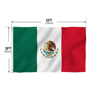 Toptan ucuz 3x5ft çift dikiş meksika bayrağı 100% polyester stokta iki dayanıklı pirinç grometler ile Mexician ulusal bayrak - Product Image 2