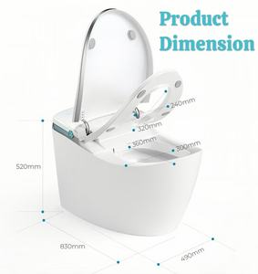WC intelligent monobloc en céramique de luxe au design moderne, avec bidet allongé, télécommande, chasse d'eau automatique, chauffage, siphon en S, à poser au sol YT001 - Product Image 5