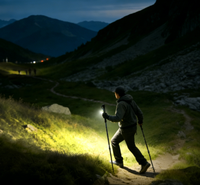 Canne de randonnée solaire LED haute luminosité, étanche, avec éclairage de sécurité nocturne multifonctionnel pour l'extérieur