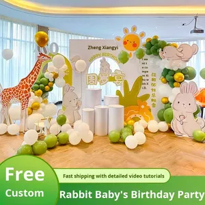 Kit de <span class=keywords><strong>guirlande</strong></span> de ballons pour la première fête d'anniversaire sur le thème du safari en jungle, décorations de fête sur le thème des animaux de la forêt pour enfants - Product Image 3