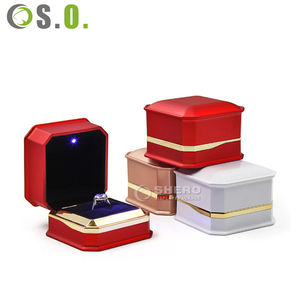 Caja de Embalaje de Joyería de Lujo Personalizada con Luz LED, Caja de Almacenamiento de Joyería Rectangular de Cuero PU para Colgante, Collar, Pendientes y Anillo - Product Image 2