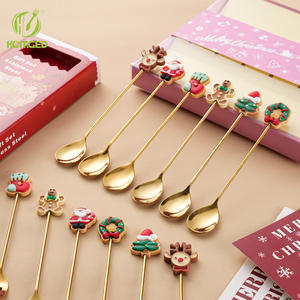 Ensemble de vaisselle de Noël moderne, motif de Noël créatif, cuillères et fourchettes en acier inoxydable plaqué argent avec effet miroir - Product Image 2