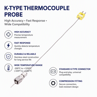 Sensor Suhu Termistor Baja Tahan Karat Kustom Pabrik, Probe Termokopel Tahan Air PTFE