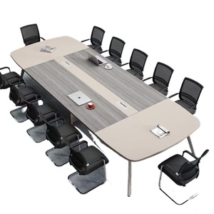 Table de Conférence Moderne pour Bureau, Réunion et Formation, 11-15 Personnes, Boîte à Câbles Détachable, Combinaison Chaise Grande et Petite Salle - Product Image 3
