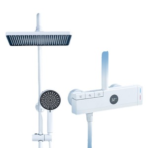 Ensemble <span class=keywords><strong>de</strong></span> douche en laiton gris canon avec pomme <span class=keywords><strong>de</strong></span> douche à pression accrue pour salle <span class=keywords><strong>de</strong></span> bain et toilettes, robinet à affichage numérique <span class=keywords><strong>piano</strong></span> - Product Image 6
