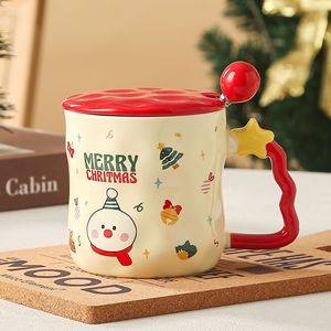 Cartoon Christmas Coffee Mug Drinkware <b>Ceramic</b> Water Tea <b>Cup</b> Cute Mug With Lid Spoon - Product Image 6