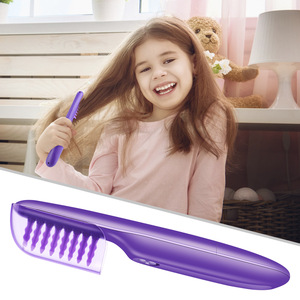 Cepillo Eléctrico Desenredante Morado para Uso en Seco y Húmedo, con Cerdas de Nylon, Material ABS, Funciona con Batería, Herramienta para el Cuidado del Cabello - Product Image 3