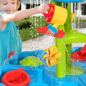 Mesa de agua de arena de playa de 2 capas en forma de flor, juguete de verano para exteriores con accesorios coloridos Para Habilidades sensoriales y motoras - Product Image 5