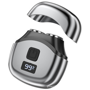 Mini afeitadora eléctrica portátil con pantalla digital, cabezal doble giratorio para hombres, carga tipo C, cuerpo metálico, cabezal lavable - Product Image 1