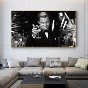 Affiche du film The Great Gatsby Leonardo DiCaprio, toile, peinture d'art mural moderne, images imprimées, Cuadros pour décoration de salon