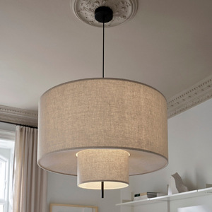 Nordic Style Fabric Pendant <b>Light</b> Round E27 Led Anti Glare For Living Room <b>Dining</b> Room Hotel - Product Image 3