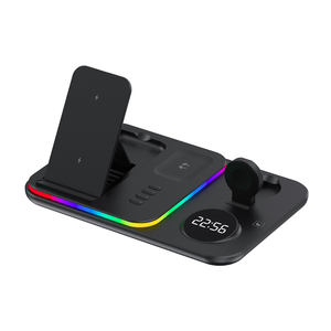 Station de charge sans fil avec réveil pour <span class=keywords><strong>iPhone</strong></span> et Apple Watch, pliable et colorée RGB - Product Image 3