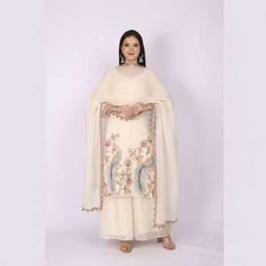 Conjunto de traje Sharara de 3 piezas de estilo étnico moderno para mujer con bordado de hilo y lentejuelas, ropa a la moda. - Product Image 1