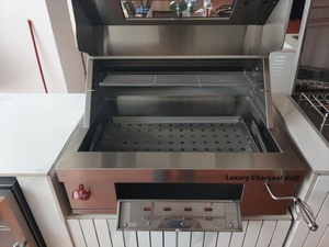 Parrilla de Carbón de <span class=keywords><strong>Acero</strong></span> <span class=keywords><strong>Inoxidable</strong></span> 304 de Lujo, Parrilla Integrada para Exteriores, Mesa de Cocina Portátil, Barbacoa de Leña con Motor y <span class=keywords><strong>Asador</strong></span> - Product Image 3