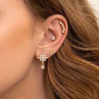 Anting-anting titanium bedah antialergi ZUOLA, anting tusuk tulang rawan helix, anting hidung bunga bulan CZ mungil, perhiasan tubuh