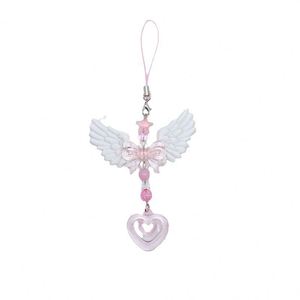 Lanière de téléphone portable rétro Y2K avec pendentif ailes et cœur, chaîne de téléphone mignonne en cristal énergétique pour filles - Product Image 5