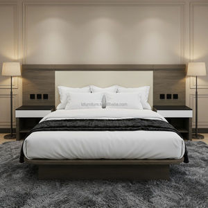 Fournisseur de meubles sur mesure OEM, ensemble de chambre à coucher pour hôtel 3 étoiles avec lit plateforme en MDF, tête de lit intégrée, tables de chevet assorties - Product Image 4