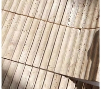 Kit cannelé en travertin beige Mosaïque en marbre Kat pour dosseret Carreaux de cuisine