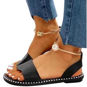 Sandali perlati con perline da donna estivi pantofole sandali piatti sandali piatti con cinturino piatto Casual <span class=keywords><strong>scarpe</strong></span> - Product Image 5