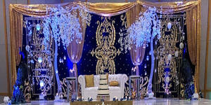 Rideau de fond de scène Sangeet de mariage indien pour scène de Sangeet de mariage indien Toile de fond à thème coloré pour Mehndi - Product Image 2