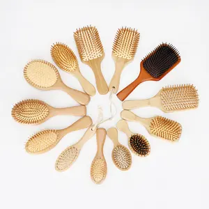 New Eco hot super air girls men private label wet customize bamboo wooden anti static paddle massage detangling hair brush