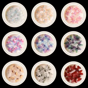 10Pcs/Jar 19 Kleuren Hars Materiaal Nail Art Diy 3d Vlinder Nail Charmes Decoratie Vlinder Nail Design