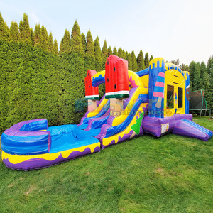 Structure gonflable combinée pour enfants, château gonflable avec toboggan, thème popsicle, pour jardin. - Product Image 3