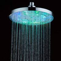 Pommeau de douche Led haute pression, de luxe, pour salle de bain, à fixation ronde, couleur changeante, 8 pouces, avec lumière