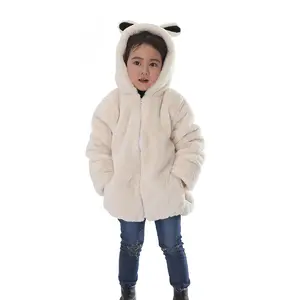 Cappotto caldo invernale bianco Boutique per bambini giacca con cappuccio a maniche lunghe per ragazzi e ragazze cappotto di pelliccia di coniglio