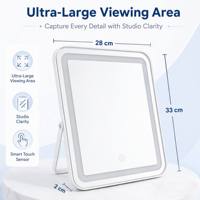 Miroir de Maquillage LED de Bureau Sans Fil avec Batterie Longue Durée et Recharge Type-C pour Éclairage Professionnel Multi-Scènes