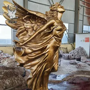 आधुनिक आउटडोर महिला धातु प्रतिमा बड़े पंखों वाला फरिश्ता उद्यान एन्जिल कांस्य प्रतिमा