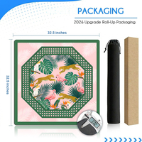 Tapis de Mahjong Américain de Luxe Jungle Léopard Flamant Rose, Silencieux, Inodore, en Caoutchouc Naturel, avec Sac de Transport, DDP USA