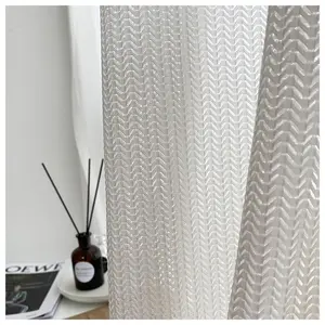 Neuer moderner Fishbone White Sheer Voile Vorhangs toff Home Deco Stoff für das Wohnzimmer