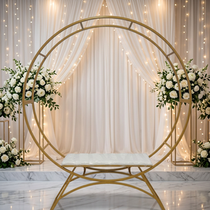 Canapé LEDA moderne en métal ovale, une place, sans accoudoirs, revêtement en tissu, design contemporain pour hôtel, décoration de mariage - Product Image 1
