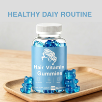 Gummies vitaminées pour cheveux bleus, complément alimentaire, 60 gummies, pour la croissance, la force et la brillance des cheveux, oursons gommeux