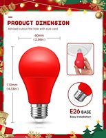 LOHAS Ampoule de couleur rouge 7W 9W E26 E27 A19 Éclairage décoratif de vacances d'intérieur LED Ampoule de couleur rouge pour la fête