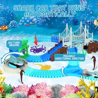 183 pièces STEM éducatifs océan thème piste jouets pliable Flexible hippodrome voitures avec électrique requin voiture et balle jeu ensemble pour les enfants