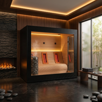 Sauna Inframerah Jauh Modern Kelas Komersial untuk 3-4 Orang, Terbuat dari Kayu Hemlock Kanada untuk Instalasi Spa Dalam Ruangan