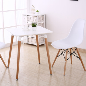 Mesa de Comedor Cuadrada de Estilo Nórdico, Patas de Madera Maciza Blanca, Estable, para Sala de Estar, Uso Doméstico - Product Image 3