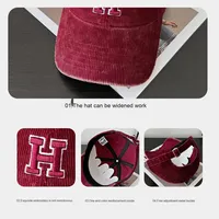 Casquette de baseball personnalisée 6 panneaux en velours côtelé courbée à la mode lettre broderie chapeau pour hommes femmes automne hiver Beige rose marron noir