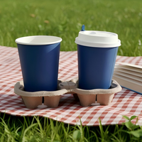Plateau de rangement compostable pour tasses à café, 2 compartiments, en pulpe moulée, emballage écologique pour barista