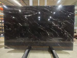 Losas de Granito Negro Jet Mist de Lactea Via Brazil para Encimeras de Cocina con Vetas Blancas y Negras, Granito Snow - Product Image 1